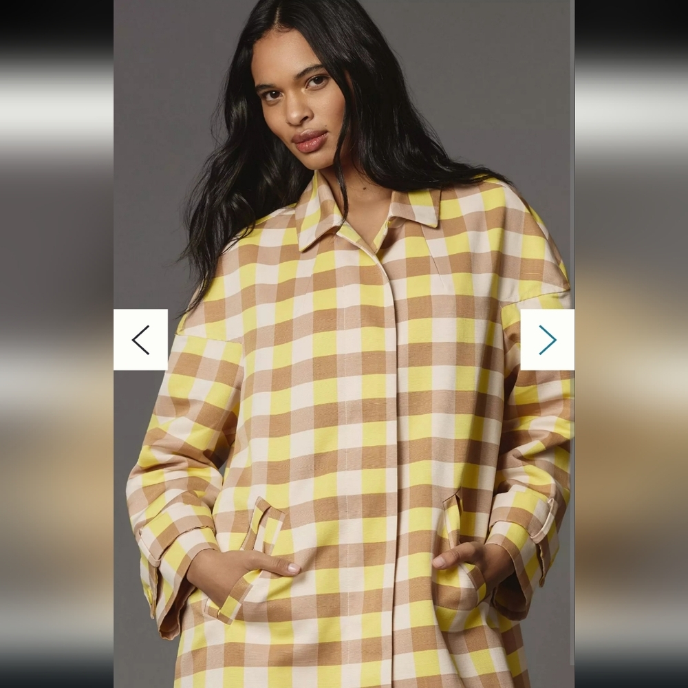 Maeve by Anthropologie Gingham Swing Jacket in a Yellow Size xs - Picture 3 of 15
